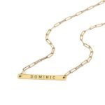 Paperclip Chain Thin Bar Engraved Necklace